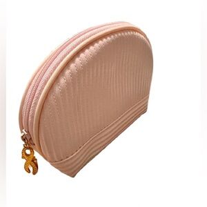 Vintage Pink Cosmetic Bag Makeup Pouch Travel Case Ribbon Charm
